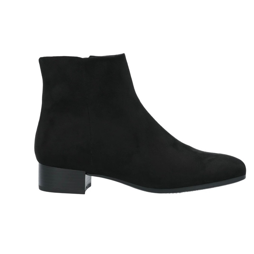 Women's suede WIDE black ankle boots - Picture 4 of 5